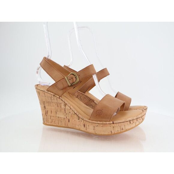 Born Lenore Platform Wedge Sandals Womens Size 10 M Brown Leather Buckle Shoes - Picture 2 of 14